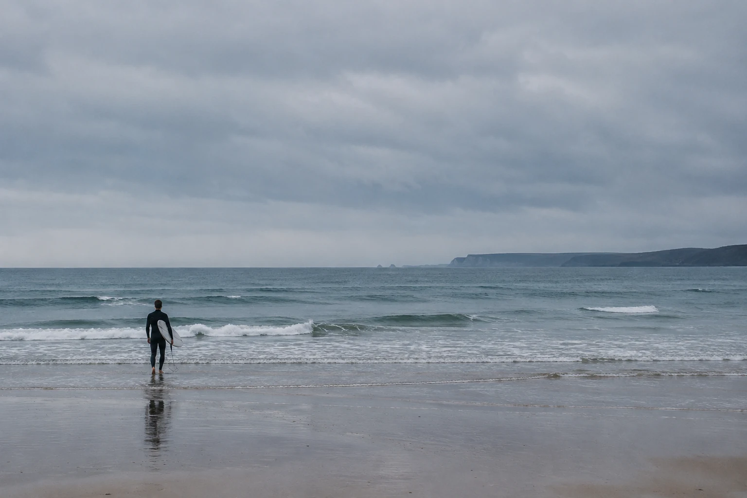 Calm grey-blue British sea